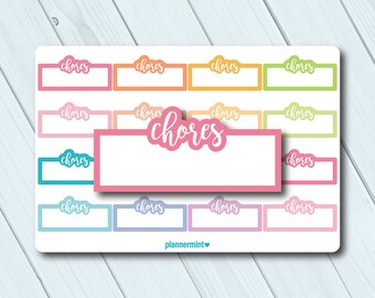 Chores Planner Stickers: Fillable Tracker, Cleaning, Housework (Matte or Glossy)