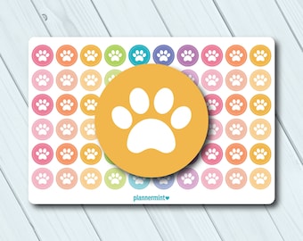 Paw Print Planner Stickers: Pet Icon Stickers (60 per sheet)