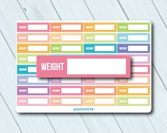 Weight Planner Stickers: Fillable Tracker, Matte or Glossy