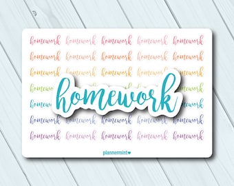 Homework Planner Stickers: School & College, Matte or Glossy