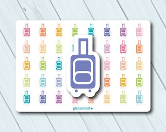 Suitcase Planner Stickers: Travel & Vacation Icons