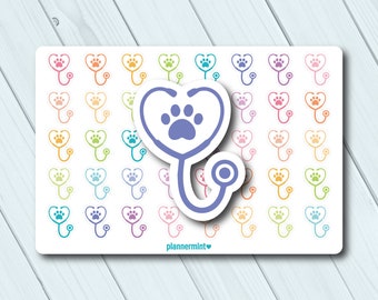 Vet Planner Stickers - Icon - Erin Condren Life Planner - Happy Planner - Functional Icon Stickers - Veterinarian - Dog - Cat