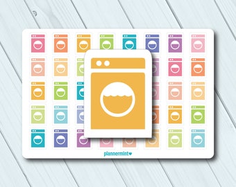 Laundry Day Planner Stickers: Washer Icon, Cleaning (40/Sheet)