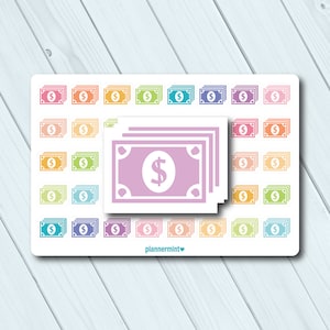 Dollar Bill Planner Stickers: Finance Icon Stickers