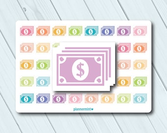 Dollar Bill Planner Stickers: Finance Icon Stickers