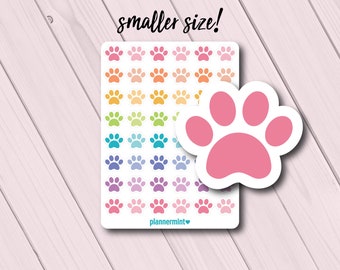 Mini Paw Print Planner Stickers: Functional Icon Deco