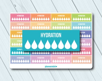 Hydration Tracker Stickers - Fillable - Erin Condren Life Planner - ECLP - Water Tracker - Water and Hydration Checklist - Matte or Glossy