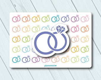 Wedding Ring Icon Planner Stickers - Bridal Shower, Reception