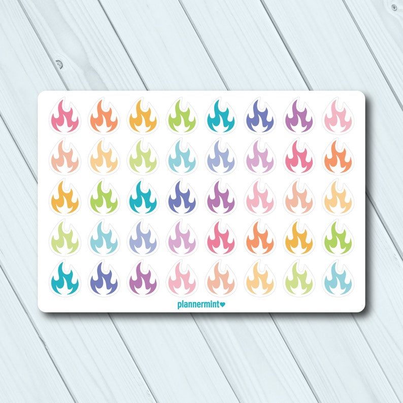 Flame Stickers Planner Stickers Icon Stickers Erin Condren Gas Bill Heat Bill Fire Camping Bills Matte or Glossy Stickers image 3