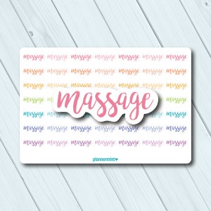 Massage Planner Stickers - Therapy - Spa Day - Relax - Me Time - Word Outline - Erin Condren Life Planner - Happy Planner - Matte or Glossy