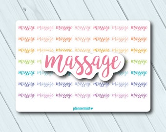 Massage Planner Stickers - Therapy - Spa Day - Relax - Me Time - Word Outline - Erin Condren Life Planner - Happy Planner - Matte or Glossy