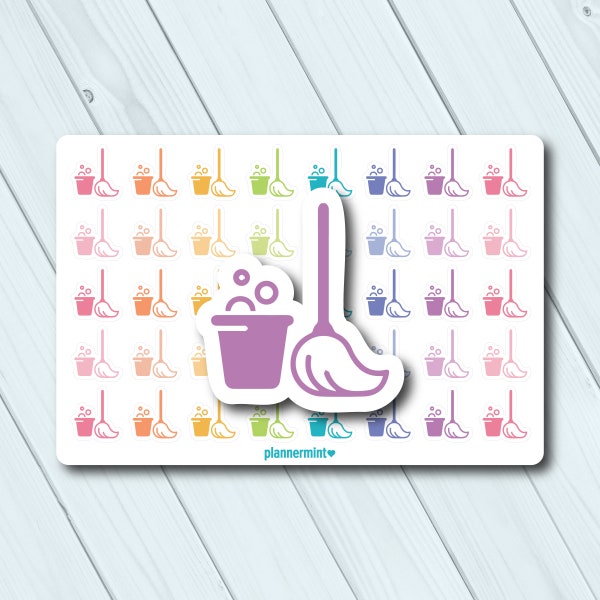 Mop Planner Stickers - Functional Icon - Erin Condren Life Planner - Happy Planner - Cleaning - Sweep Floor - Mop Bucket