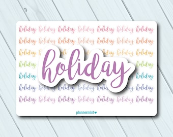 Holiday Planner Stickers: Word Outline, Matte or Glossy