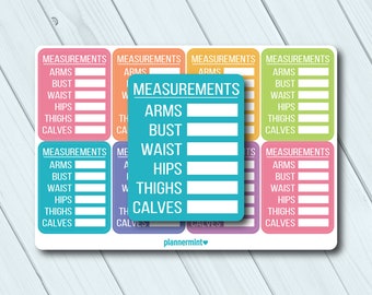 Measurements Checklist Planner Stickers: Weight Loss, Muscle Gain