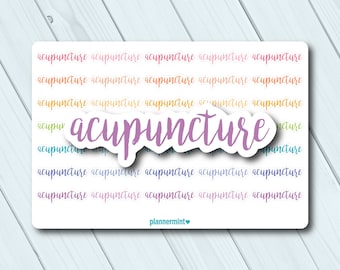 Acupuncture Planner Stickers: Script Word Outlines, Multicolor (35/Sheet)