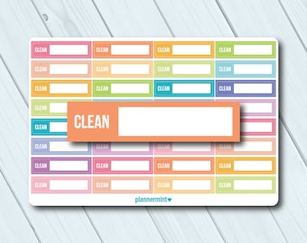 Clean Planner Stickers: Fillable Tracker, Chores (Matte or Glossy)