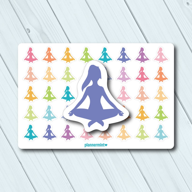 Yoga Stickers Planner Stickers Meditation Erin Condren Etsy