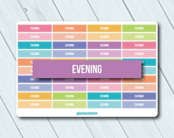 Evening Header Planner Stickers - Erin Condren Life Planner - Happy Planner - Matte or Glossy