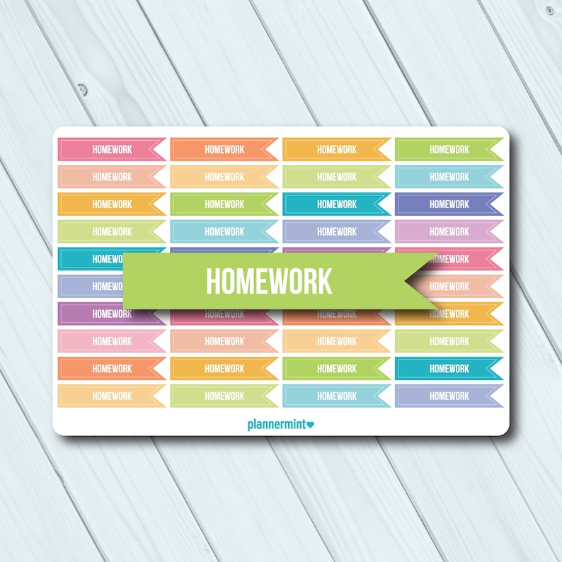 Homework Completeion Sticker Homework Planner Stickers: Side Flag Headers (40 Pc) - Etsy