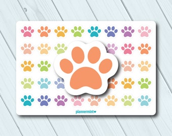 Paw Print Planner Stickers: Pet Appointments, Colorful Icons