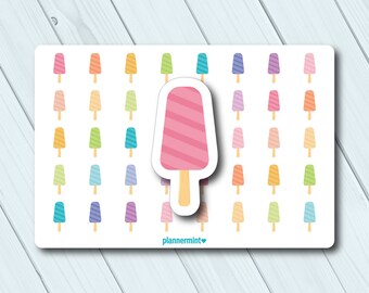 Pegatinas para planificador de paletas: Icono de postre de verano - 40 por hoja