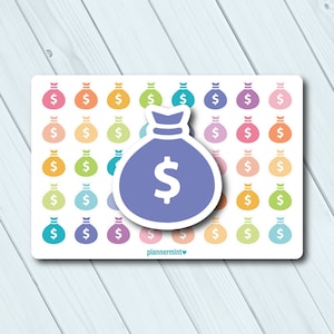 Money Bag Planner Stickers: Finance Icon Stickers (Matte or Glossy)