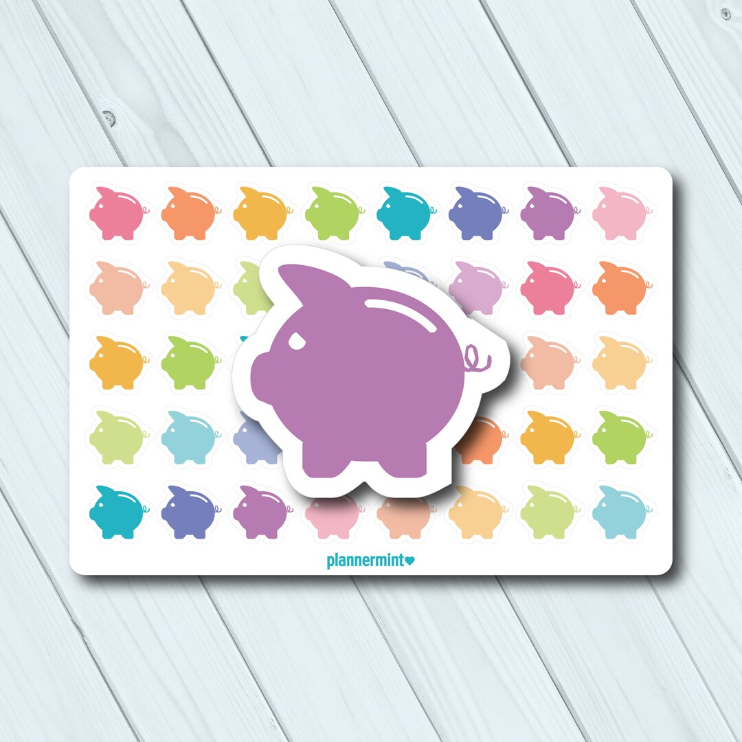 Piggy Bank Planner Stickers - Icon - Erin Condren Life Planner - Happy Planner - Savings ...