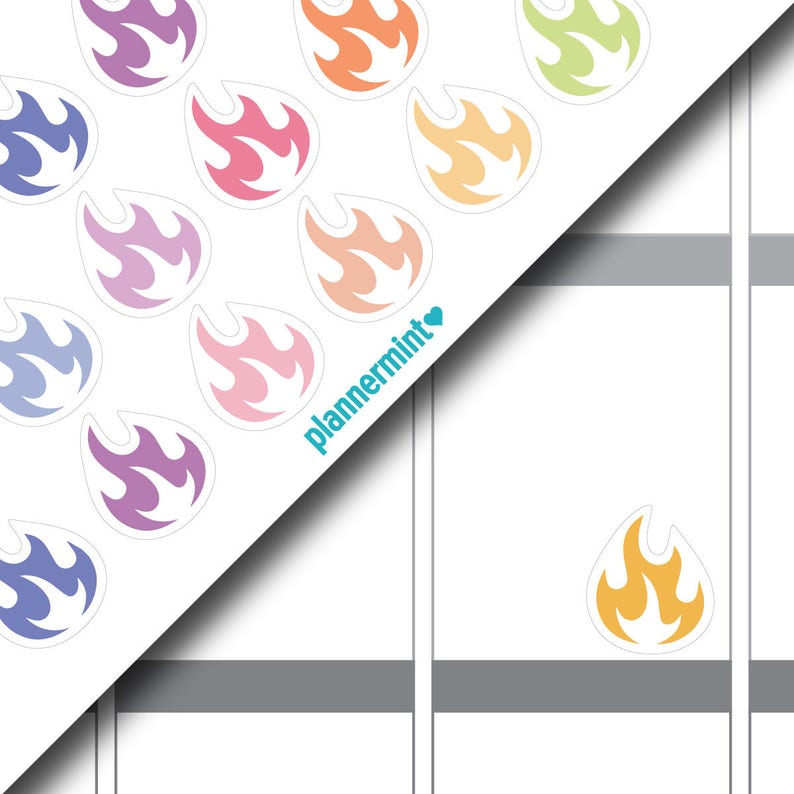 Flame Stickers Planner Stickers Icon Stickers Erin Condren Gas Bill Heat Bill Fire Camping Bills Matte or Glossy Stickers image 2