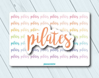 PIlates Planner Stickers - Script Word Outline - Erin Condren Life Planner - Happy Planner - Exercise - Sports - Fitness - Matte or Glossy