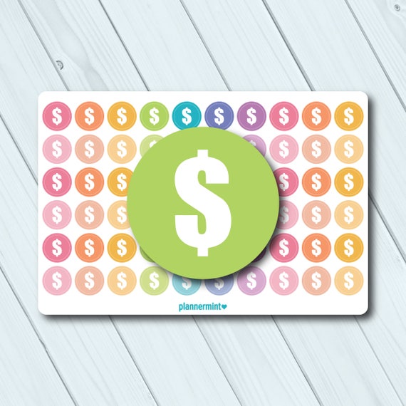 Functional Stickers W0298 || MINI Dollar Sign Icon Planner Stickers Mini Sheet Multicolor Matte Removable Labels