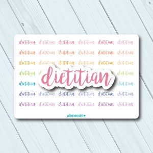 Autocollants de planificateur de diététiste - Autocollants de script fonctionnel - Mot - Planificateur heureux - Erin Condren - Nutrition - Perte de poids - Rendez-vous