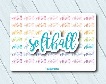 Softball Planner Stickers - Script Word Stickers - Erin Condren Life Planner - Sports - Slow Pitch - Happy Planner - Mambi - Matte or Glossy