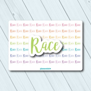 Race Planner Stickers - Script Word Outline - 5K - Marathon - Half - Erin Condren - Happy Planner - Exercise - Run - Matte or Glossy