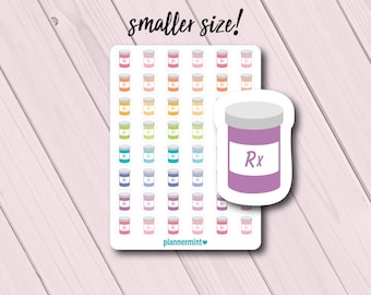 Mini Pill Bottle Planner Stickers: Functional Icon Sheet