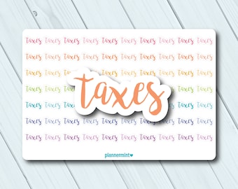 Taxes Planner Stickers: Word Outline Stickers