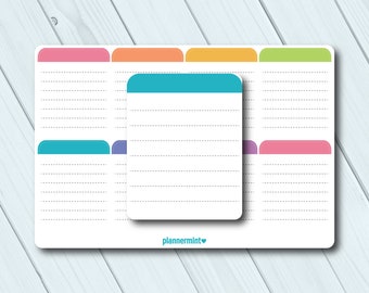 Full Box Planner Stickers - Erin Condren Life Planner - Writeable - Sticky Note - Lined - Happy Planner - Boxes - Functional - Sidebar