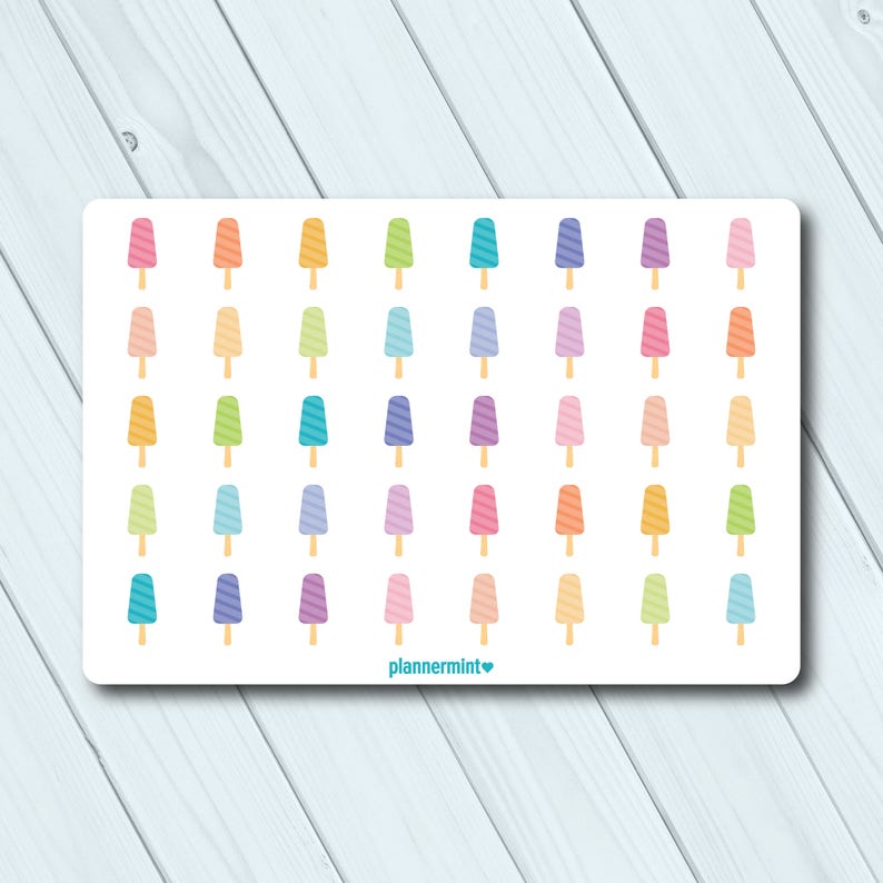 Popsicle Planner Stickers: Summer Dessert Icon - 40/sheet - Etsy