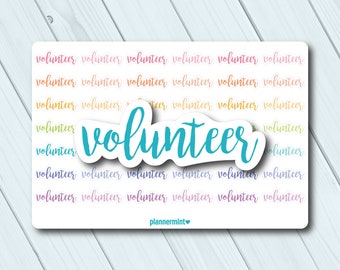 Volunteer Planner Stickers - Word Outline - Erin Condren - Happy Planner - Personal Planner - Philanthropy - Charity - Matte or Glossy