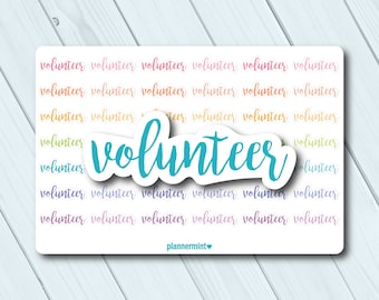 Volunteer Planner Stickers: Word Outline, Matte or Glossy