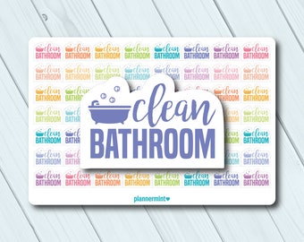 Clean Bathroom Planner Stickers - Word Outline - Matte or Glossy