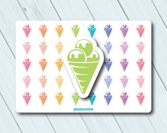 Ice Cream Cone Planner Stickers: Summer Dessert Icons
