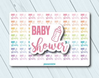 Baby Shower Planner Stickers: Functional Script Icon Stickers