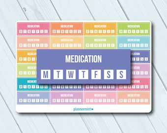 Medication Tracker Planner Stickers: Fillable Habit Tracker