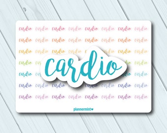 Cardio Planner Stickers - Word Outline - Erin Condren Life Planner - Happy Planner - Exercise - Work Out - Fitness - Matte or Glossy