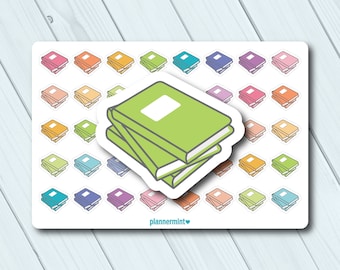 Book Icon Planner Stickers - Reading, Library, Study (Matte or Glossy)