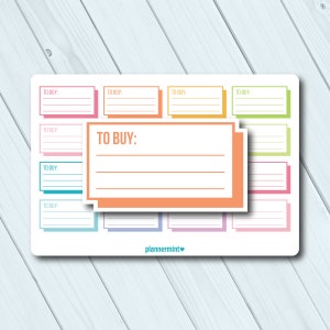 To Buy List Planner Stickers - Erin Condren Life Planner - Beschreibbar - Happy Planner - Boxen - Funktional - Half Box - Shadow Design