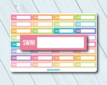 Swim Planner Stickers - Fillable Tracker - Erin Condren Life Planner - Happy Planner - Swimming - Triathlon - Functional Label