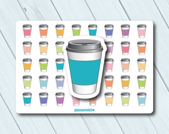 Coffee Cup Planner Stickers - Icon - Erin Condren Life Planner - Happy Planner - Mocha - Latte - Joe - Caffeine - Drink - Matte or Glossy