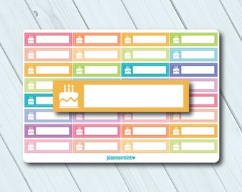 Birthday Cake Planner Stickers - Fillable Tracker - Erin Condren Life Planner - Happy Planner - Holiday - Bday Reminder - Matte or Glossy