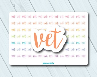Vet Planner Stickers: Word Outline, Matte or Glossy